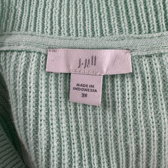 J. Jill Open Front Cardigan Sweater Womens 3X Mint Green Cotton CJ-2174 - Picture 6 of 8